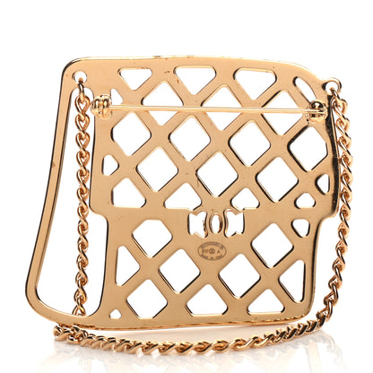 Chanel Crystal Flap Bag Brooch Black Gold 3 of 4