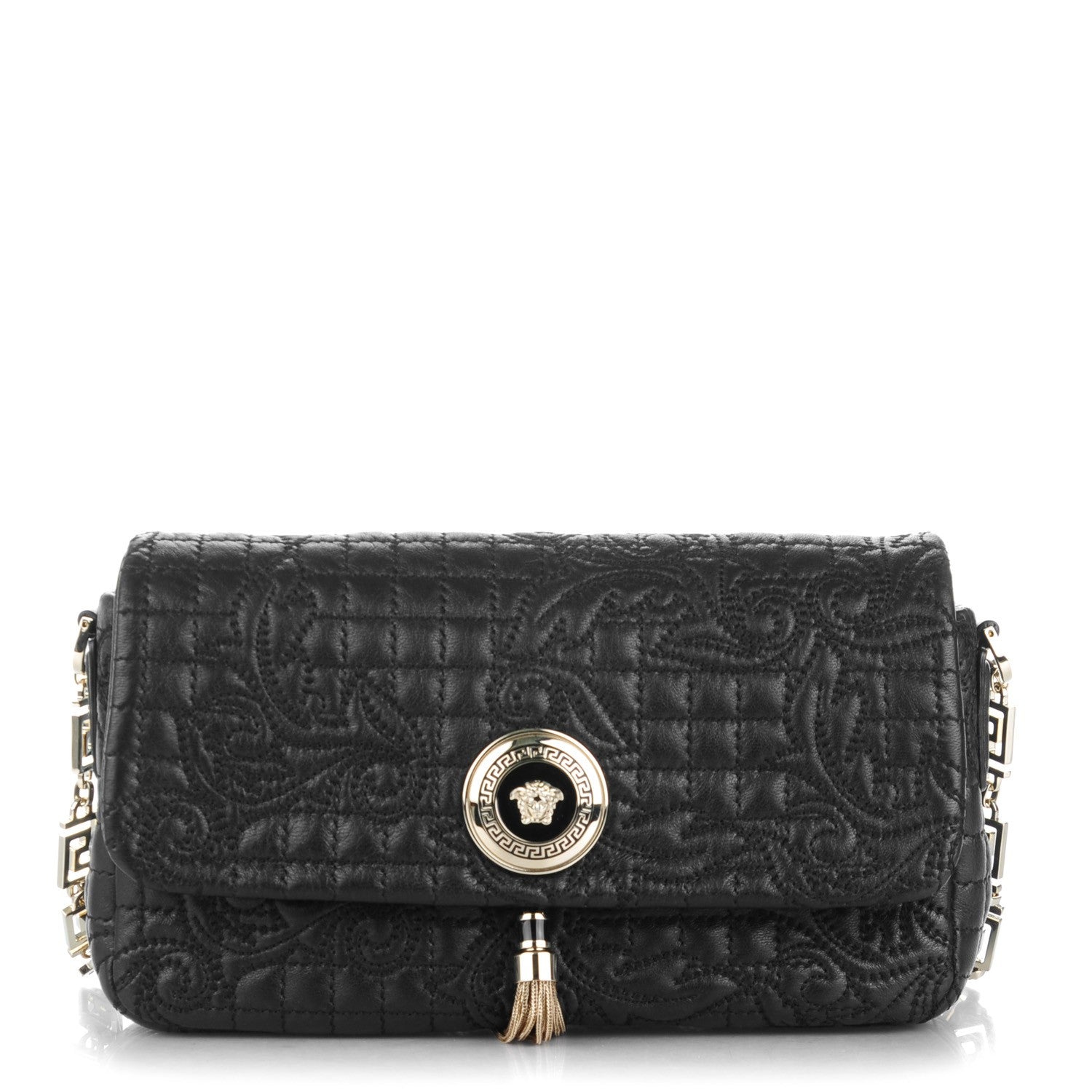 Versace Nappa Barocco Quilted Calliope Vanitas Shoulder Bag Black 1 of 7