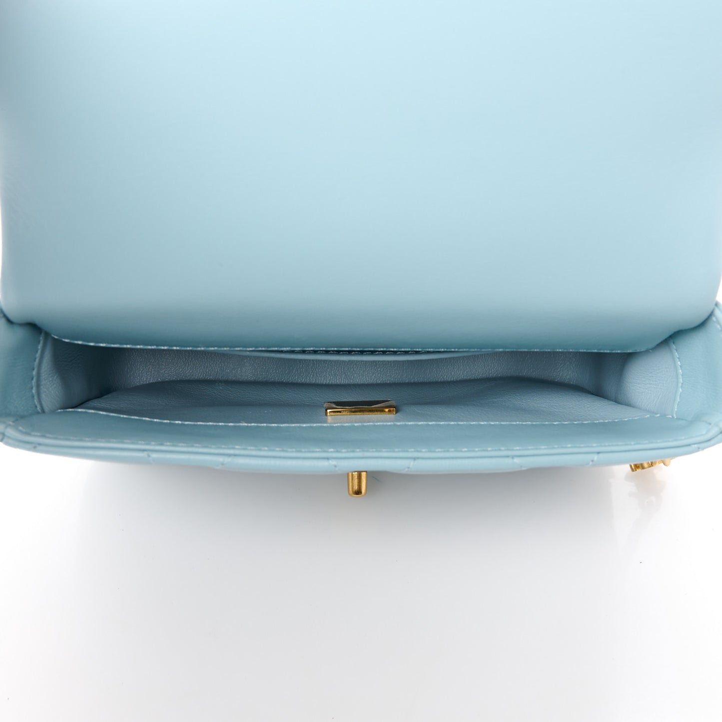 Lambskin Enamel Quilted Mini Pending CC Square Flap Light Blue