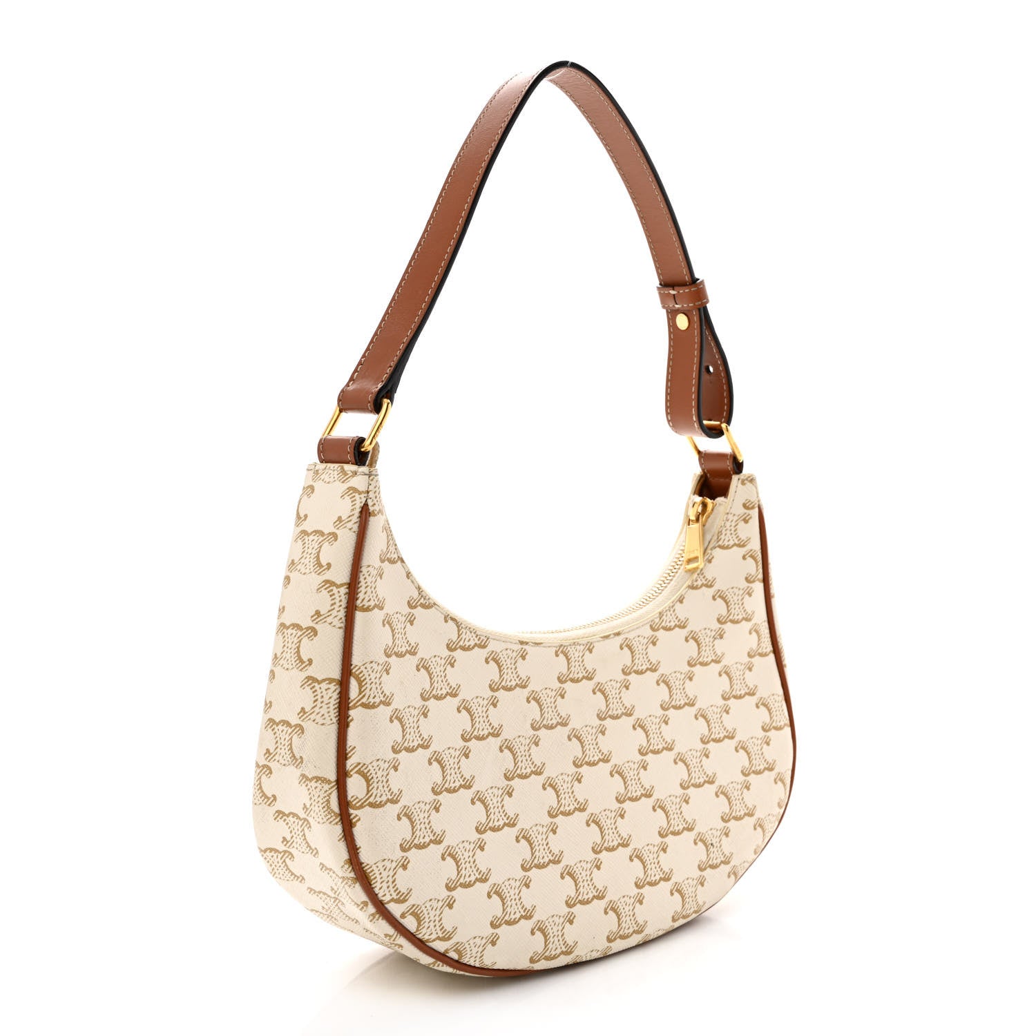 Celine Canvas Calfskin Ava Triomphe Shoulder Bag White 3 of 15