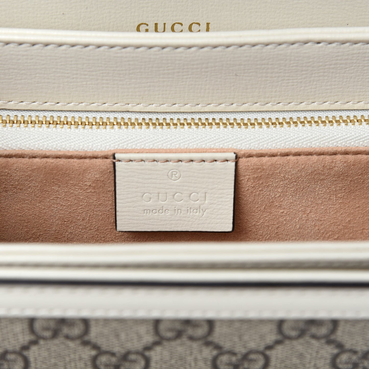 GG Supreme Monogram Horsebit 1955 Shoulder Bag Beige Mystic White