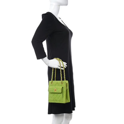 Chanel Suede Quilted CC Mini Shoulder Bag Green 2 of 12