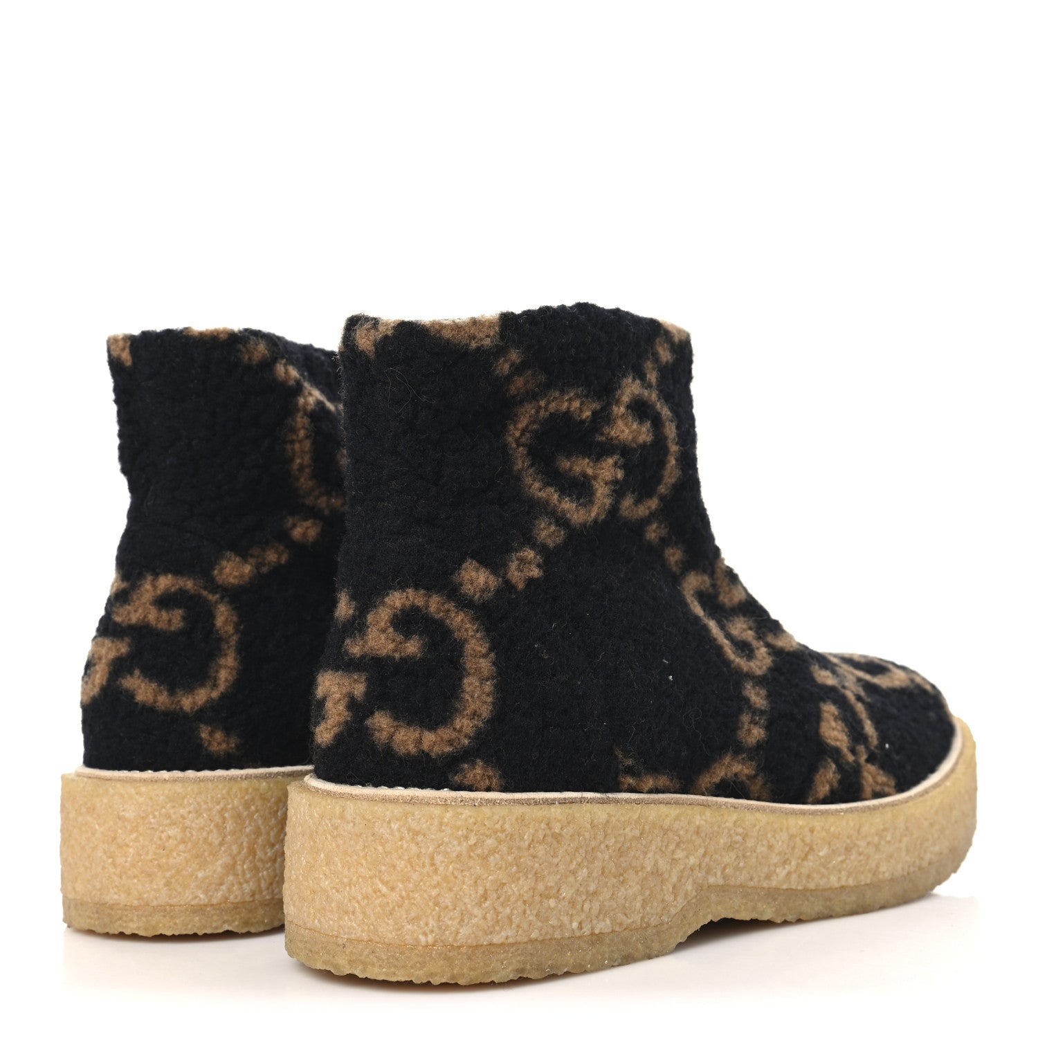 Gucci Faux Shearling Hooper GG Womens Ankle Boots 39 Black Natural Tan 5 of 10