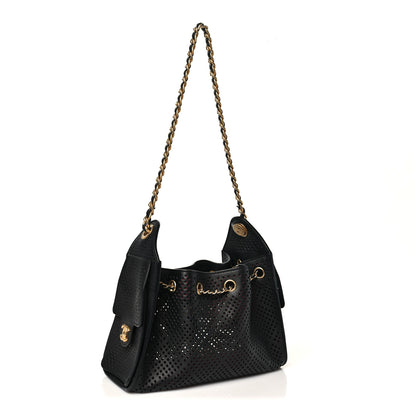 Chanel Perforated Calfskin Mini Chanel 25 Handbag Black 3 of 10