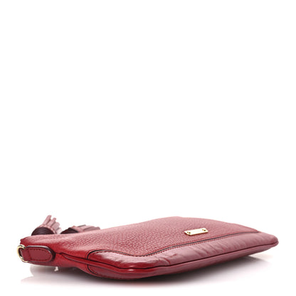 Burberry Signature Grain Calfskin Tassel Peyton Crossbody Clutch Bag Red 7 of 29