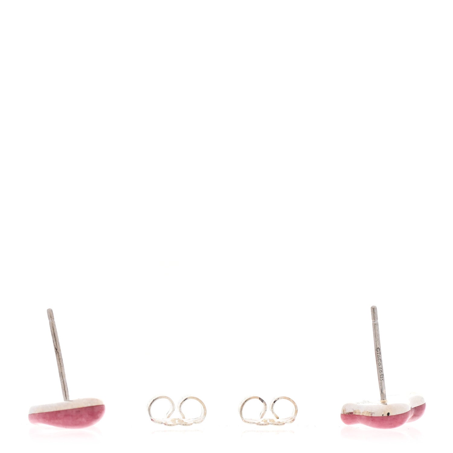 Tiffany Sterling Silver Rhodonite Elsa Peretti Full Heart Earrings 3 of 6