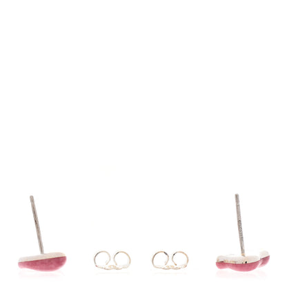 Tiffany Sterling Silver Rhodonite Elsa Peretti Full Heart Earrings 3 of 6