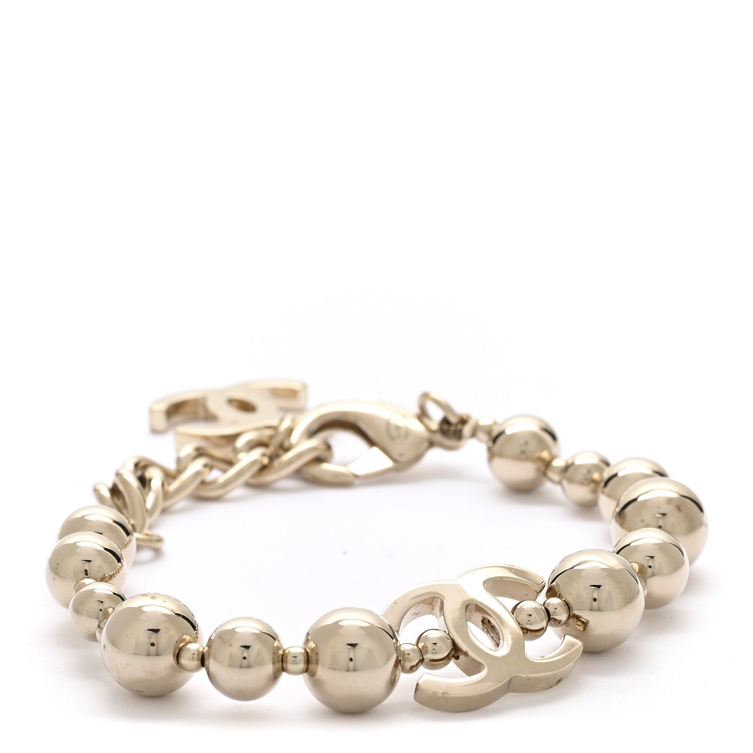 Chanel Metal Beaded CC Bracelet Gold 1 of 4