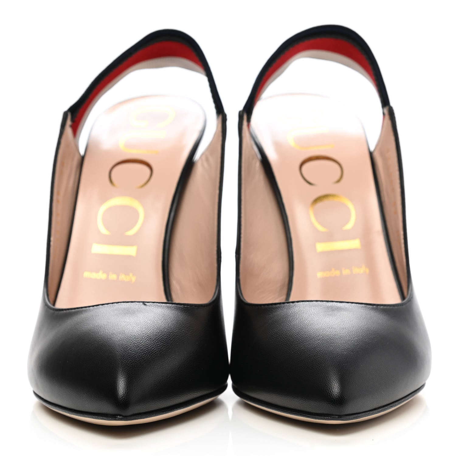 Gucci Malaga Kid Web Sylvie High Heel Slingback Pumps 39 Black 2 of 9