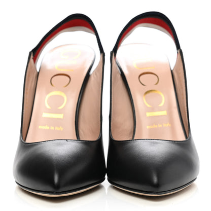 Gucci Malaga Kid Web Sylvie High Heel Slingback Pumps 39 Black 2 of 9