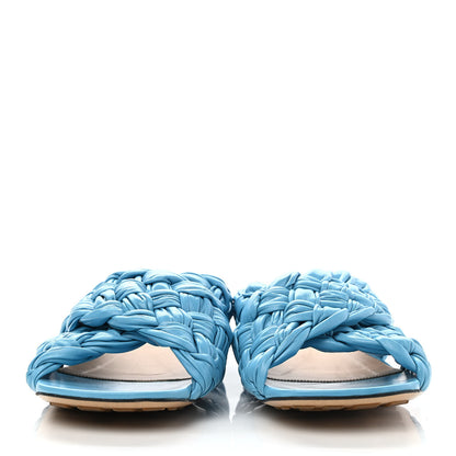 Bottega Veneta Shiny Nappa Intrecciato The Board Flat Sandals 39 Sky Blue 2 of 9