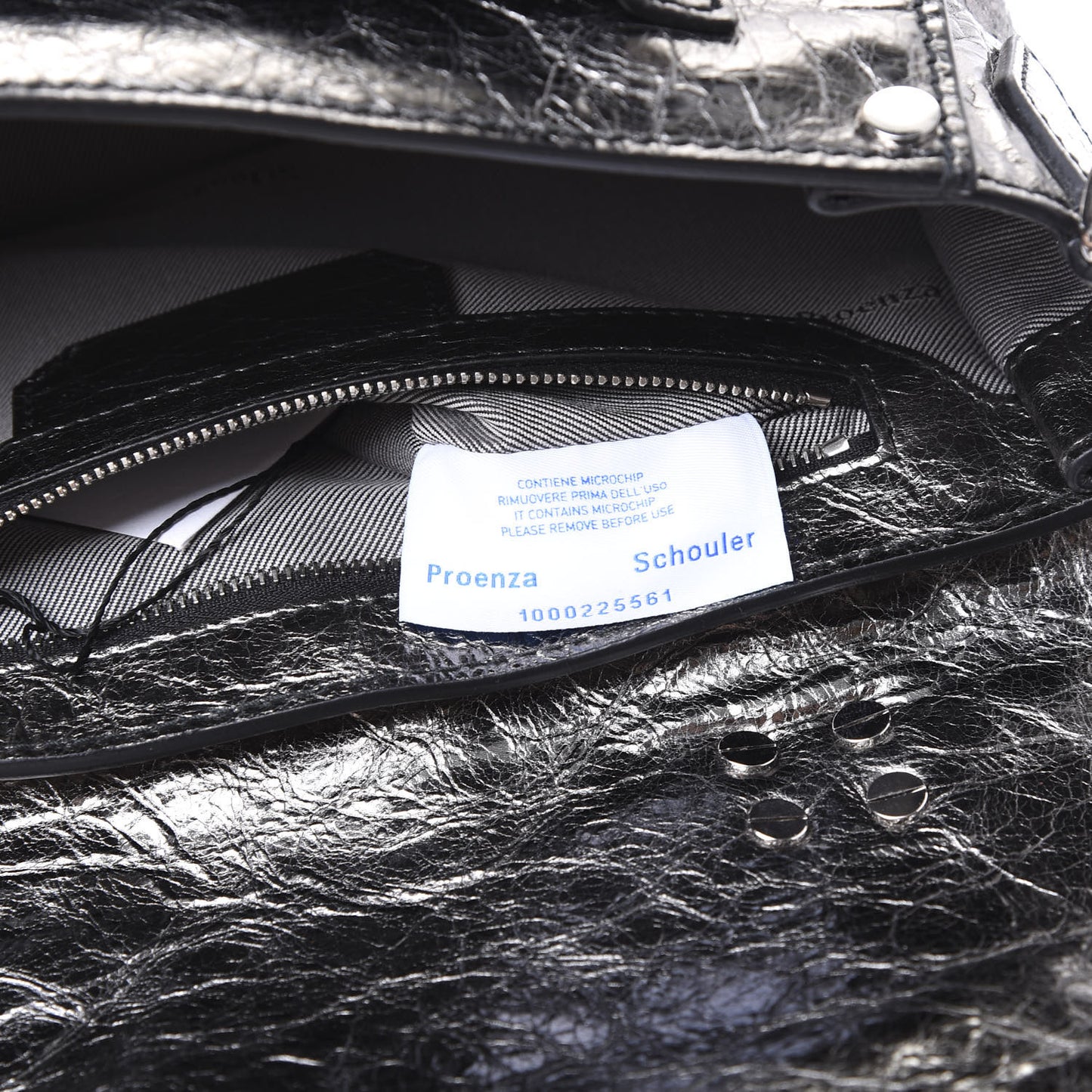 Metallic Lambskin Tiny PS1 Satchel Silver