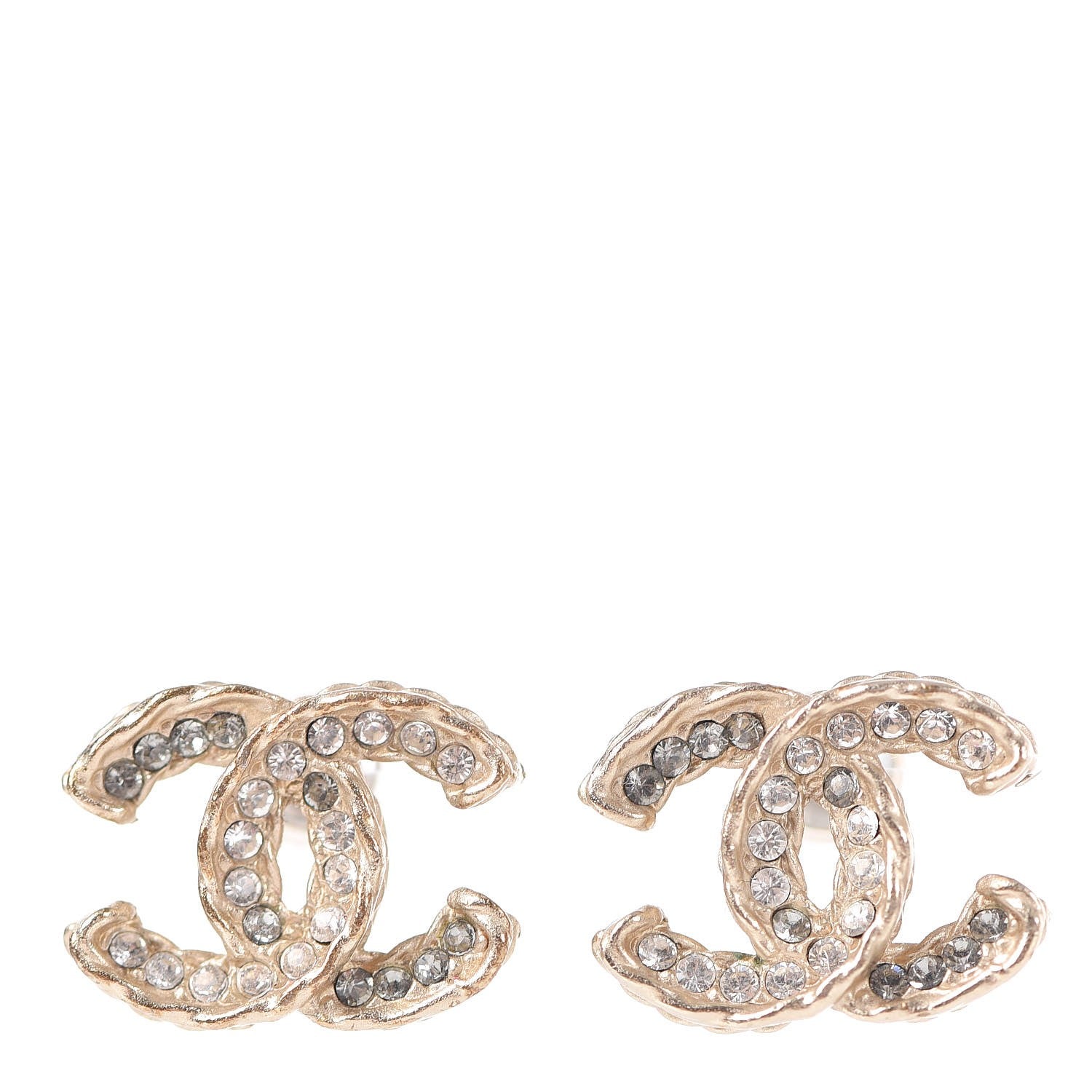Chanel Crystal CC Earrings Light Gold 1 of 5