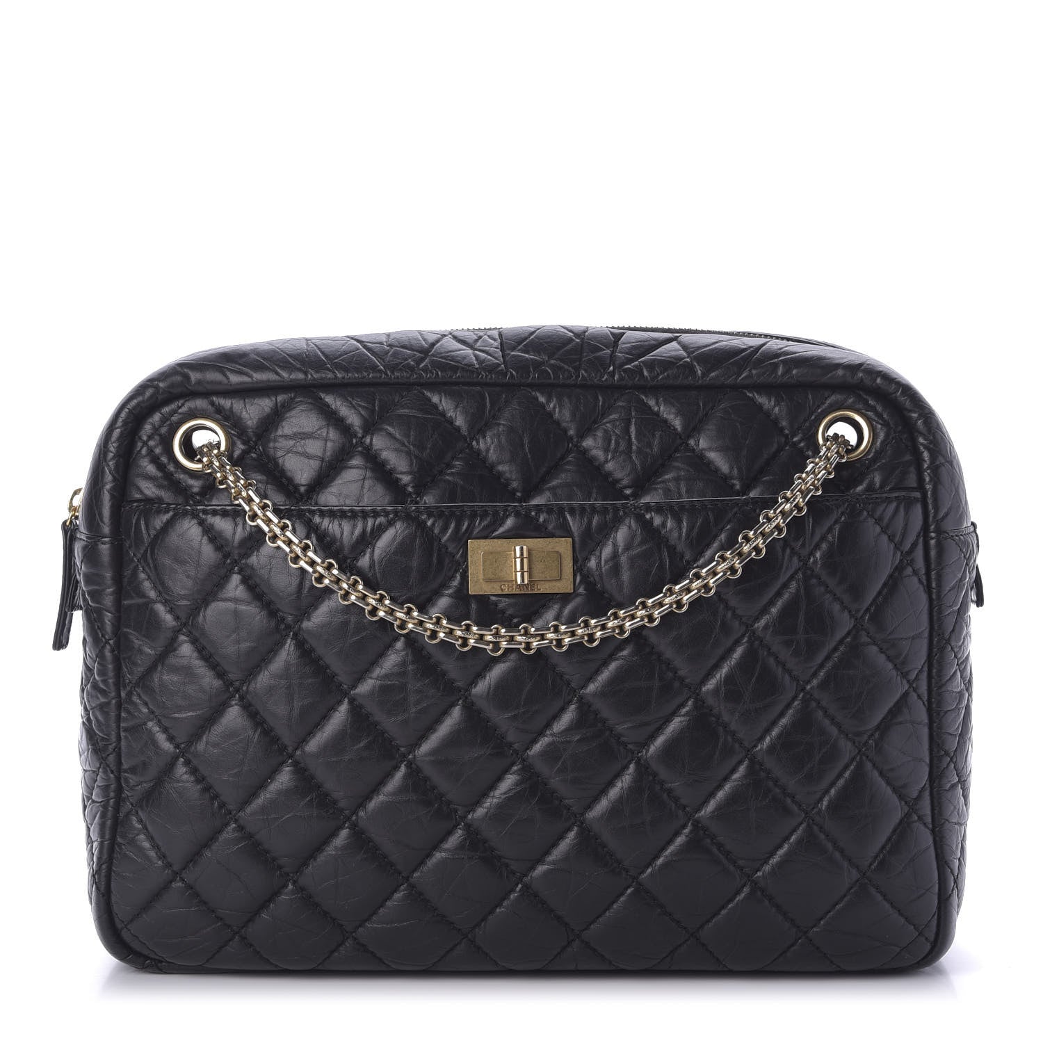 Chanel Aged Calfskin Quilted Large Reissue Camera Case Black 1 of 9