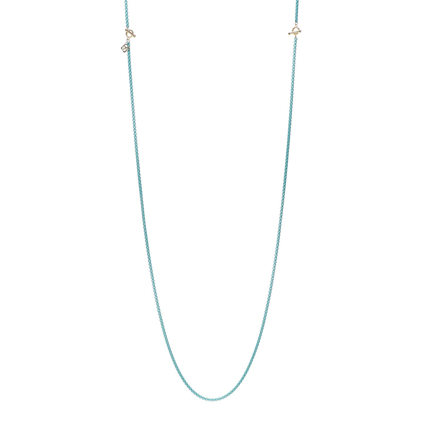 Stainless Steel 14K Yellow Gold Acrylic Bel Aire Chain Necklace Turquoise