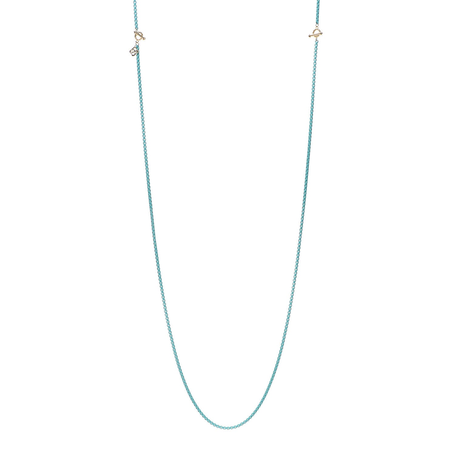David Yurman Stainless Steel 14K Yellow Gold Acrylic Bel Aire Chain Necklace Turquoise 1 of 4