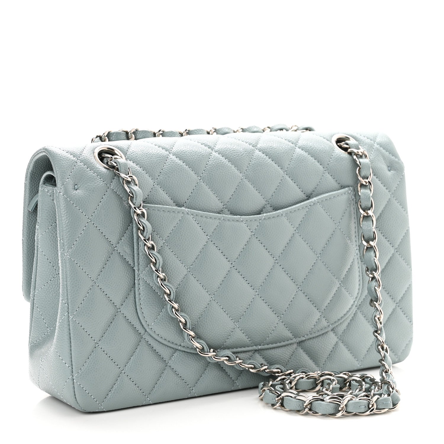Chanel Caviar Quilted Medium Double Flap Light Blue 3 of 11
