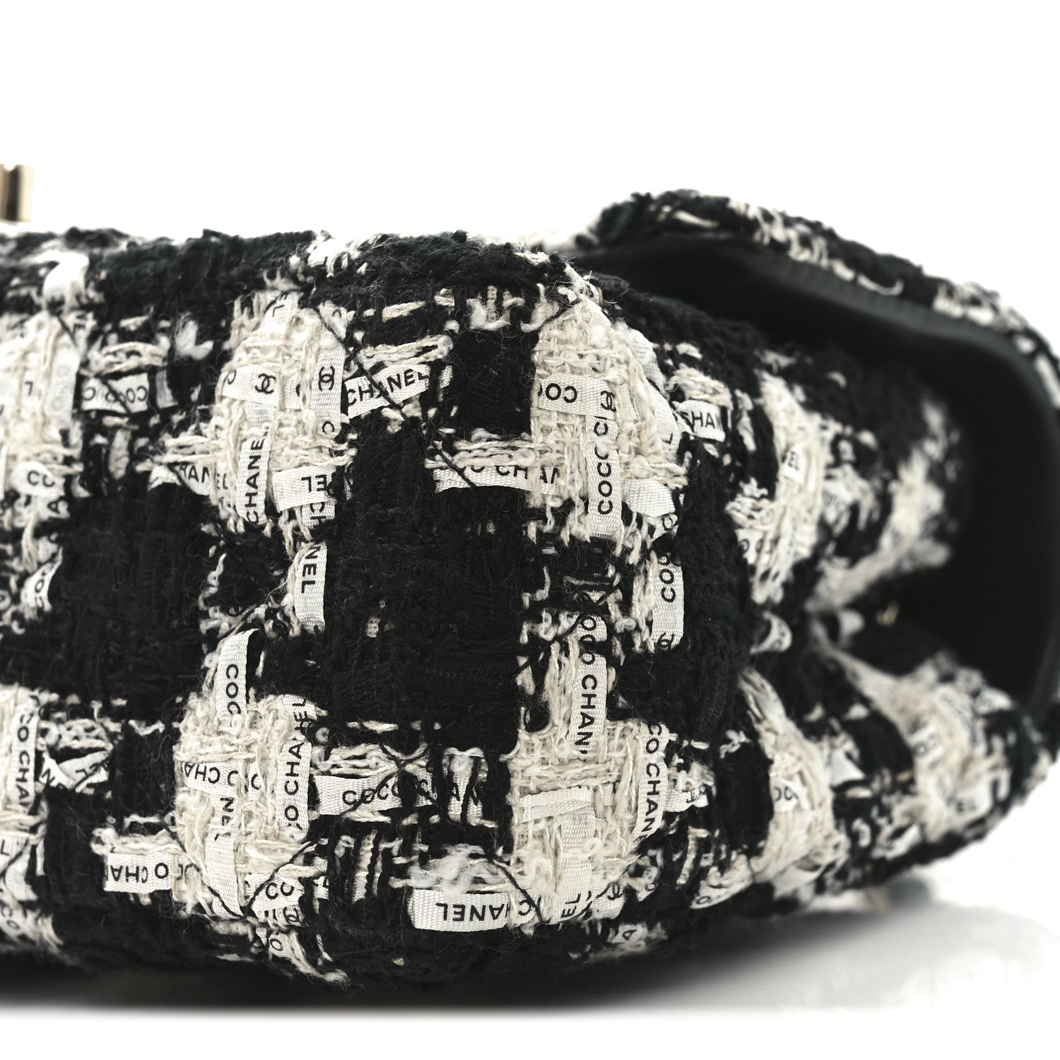 Chanel Tweed Quilted Mini Rectangular Flap Black Ecru White 10 of 10