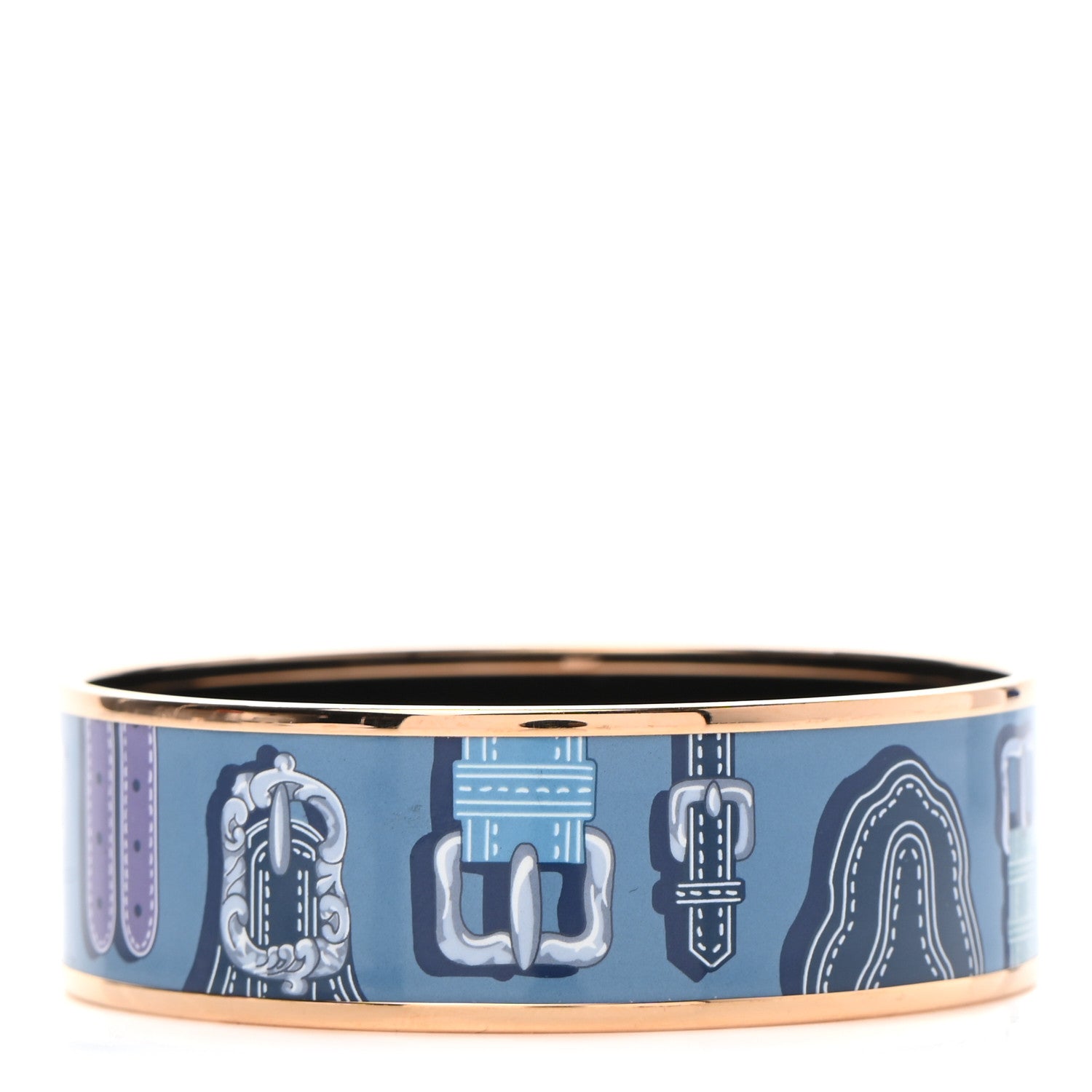 Hermes Enamel Printed Harnais Des Presidents Wide Bracelet 62 1 of 5