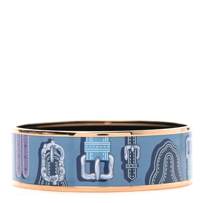 Hermes Enamel Printed Harnais Des Presidents Wide Bracelet 62 1 of 5