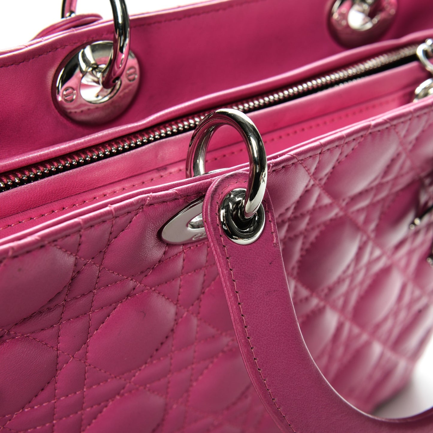 Lambskin Cannage Large Lady Dior Pink