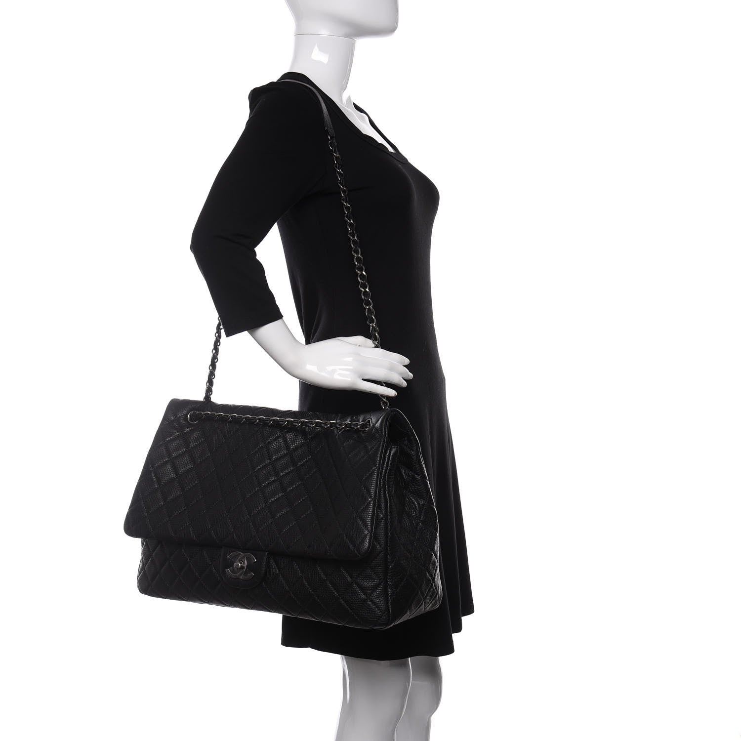 Chanel Calfskin Quilted XXL Travel Flap Bag Black 2 of 10