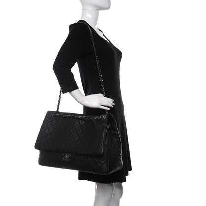 Chanel Calfskin Quilted XXL Travel Flap Bag Black 2 of 10