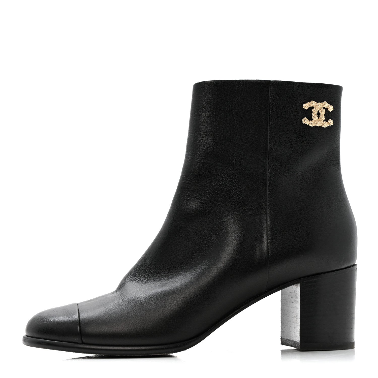 Chanel Calfskin CC Ankle Boots 40 Black 1 of 11