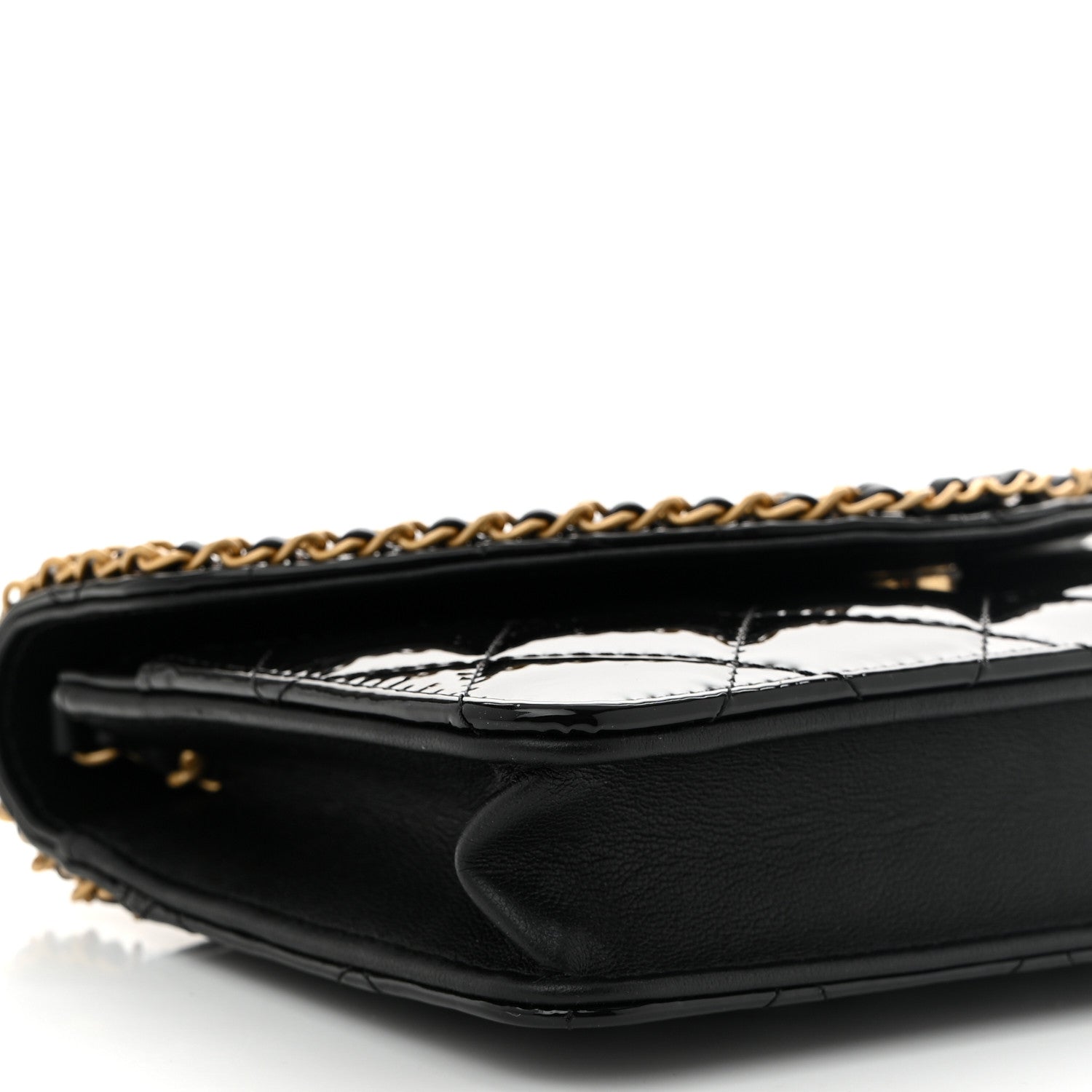Chanel Patent Quilted Chain Around Heart Wallet On Chain WOC Black 10 of 12