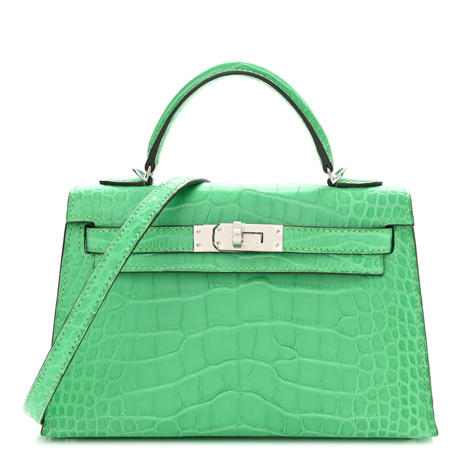 Hermes Matte Alligator Mini Kelly Sellier 20 Vert Comics 1 of 11
