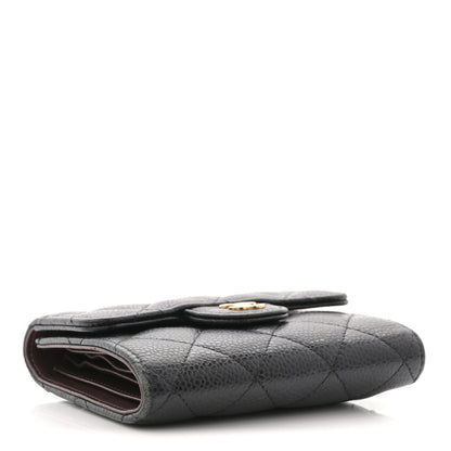 Chanel Caviar Quilted Tri-Fold Flap Wallet Black 4 of 9