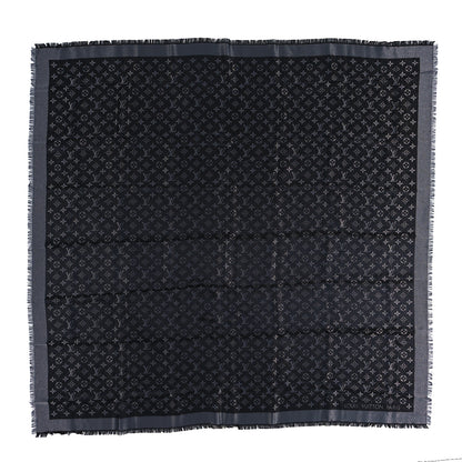 Louis Vuitton Silk Wool Monogram Denim Shawl Black 1 of 3