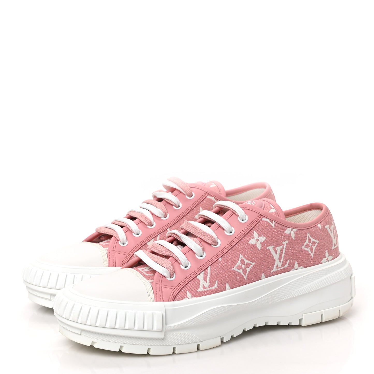 Denim Monogram Squad Sneakers 41 Pink