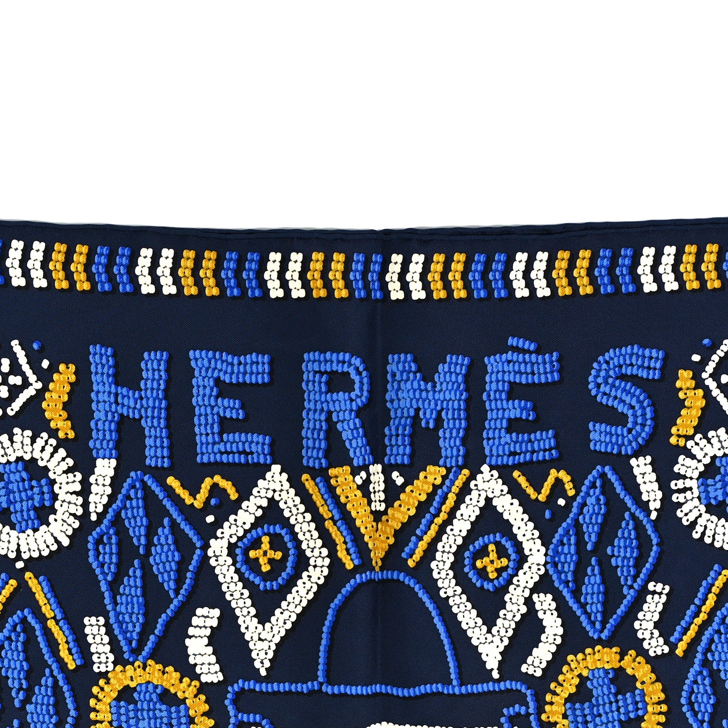 Hermes Silk Twill Kelly En Perles Shawl 140 Marine Bleu Roy 2 of 5