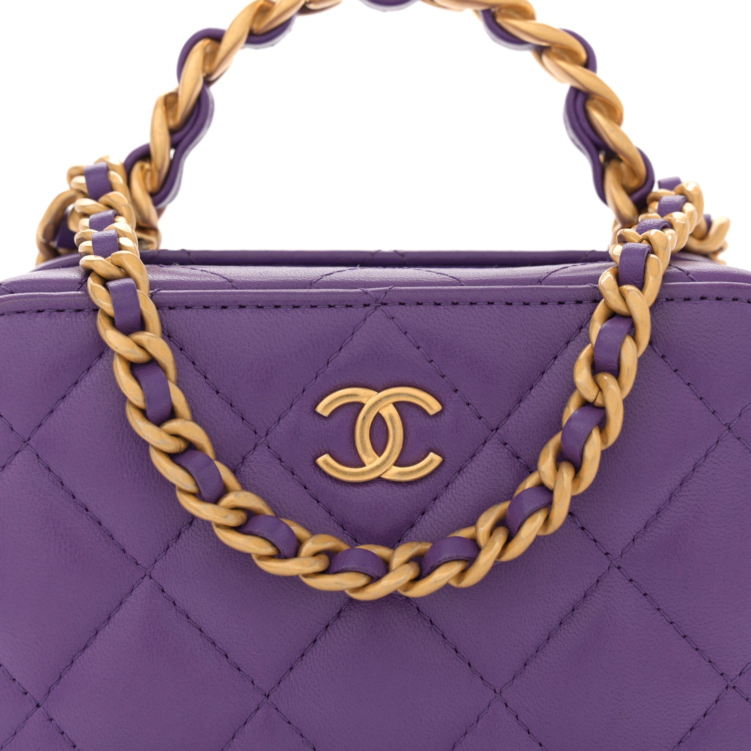 Chanel Lambskin Quilted Top Handle Mini Vanity Case Purple 8 of 10