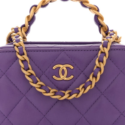 Chanel Lambskin Quilted Top Handle Mini Vanity Case Purple 8 of 10