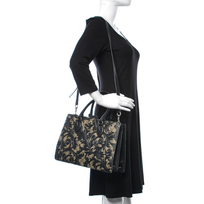 Gucci GG Supreme Monogram Arabesque Small Top Handle Bag Beige Black 2 of 10