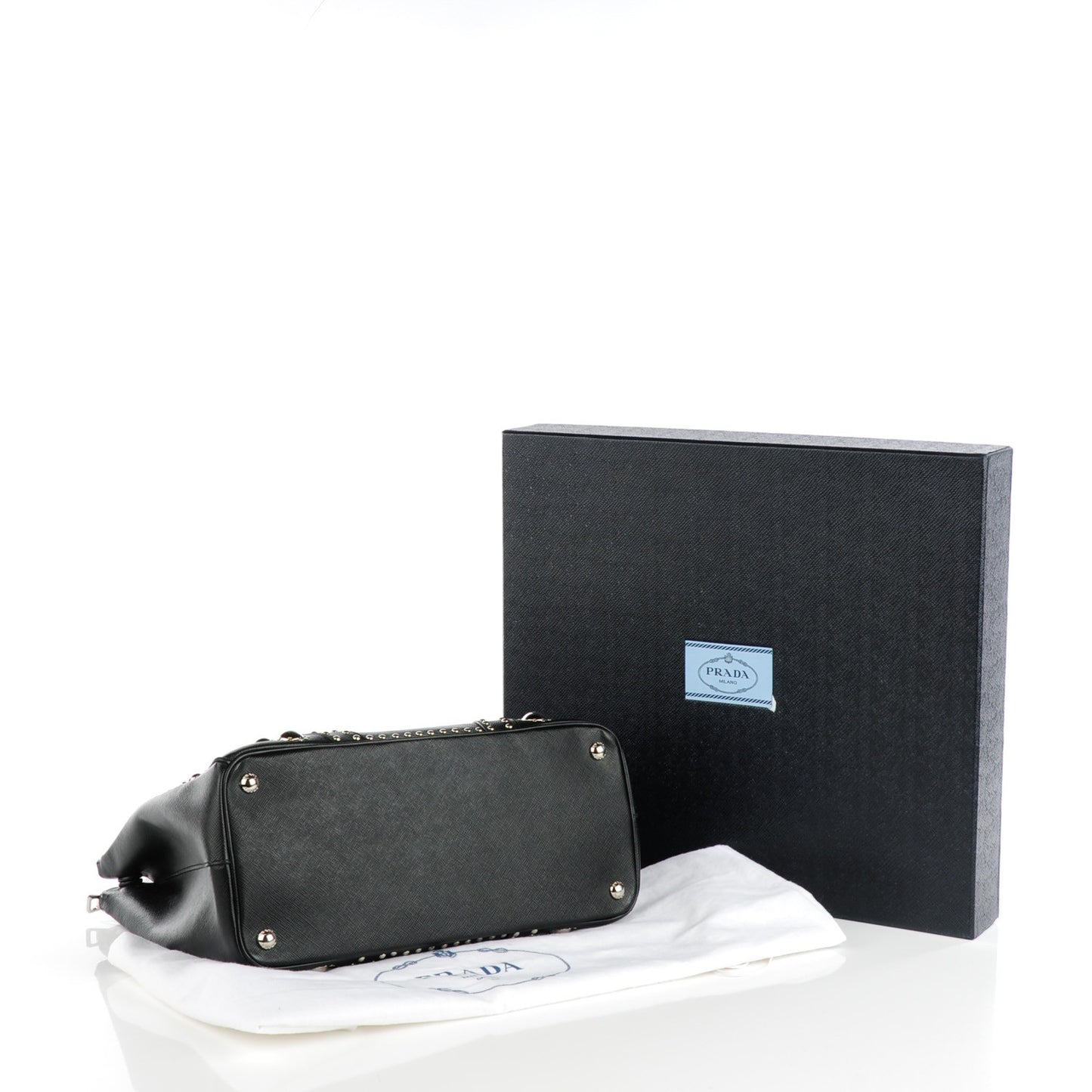 Saffiano Studded Double Zip Tote Nero Black