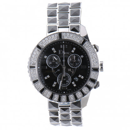 Christian Dior Stainless Steel Diamond Sapphire 33mm Christal Chronograph Quartz Watch Black 1 of 7