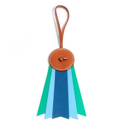 Hermes Hunter Cowhide Milo Lambskin Paddock Flot Bag Charm Celeste Cobalt Menthe 1 of 5