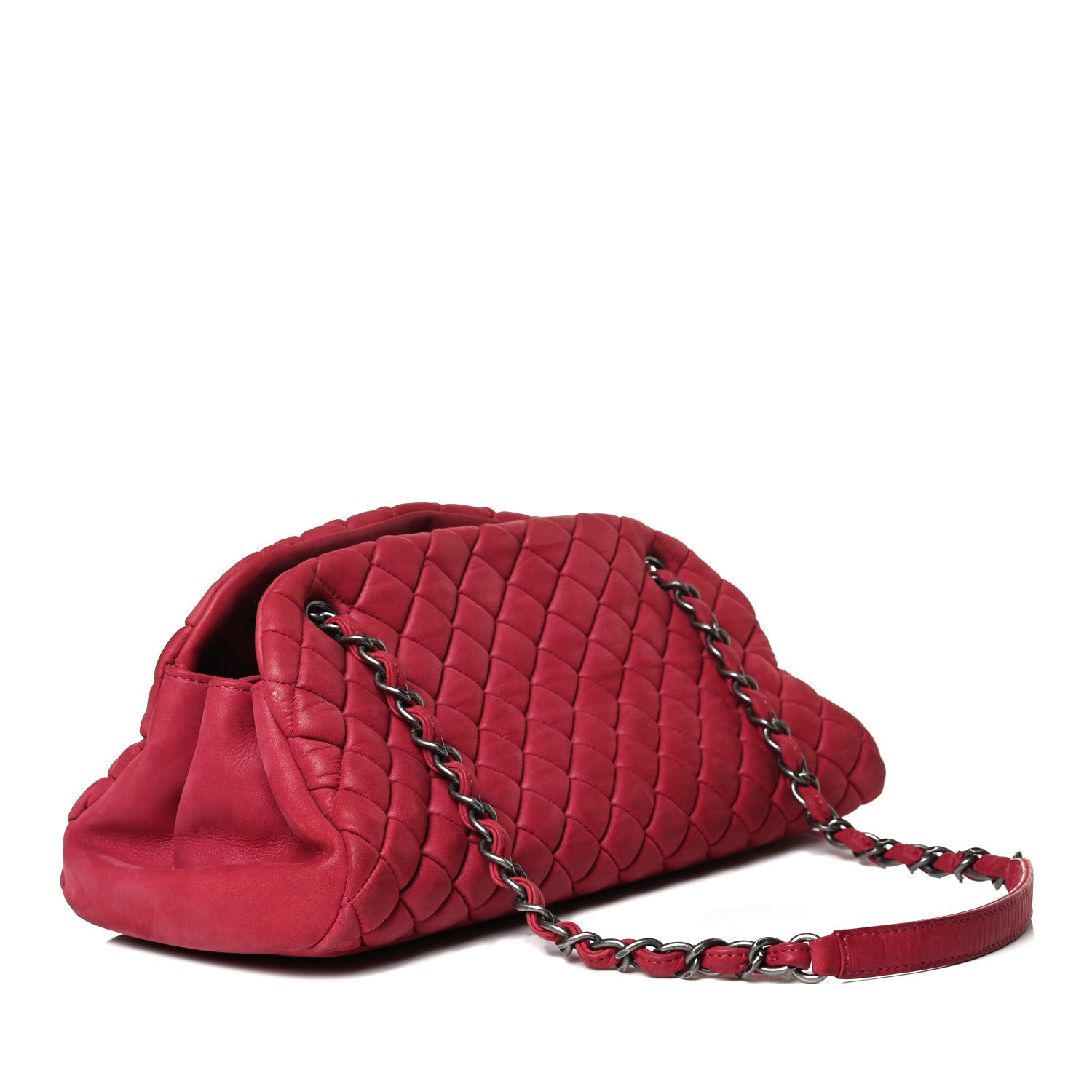 Chanel Iridescent Calfskin Quilted Just Mademoiselle Bowling Bag Red 2 of 8