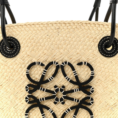 Loewe Calfskin Raffia Paulas Ibiza Small Anagram Basket Tote Bag Natural Black 8 of 14