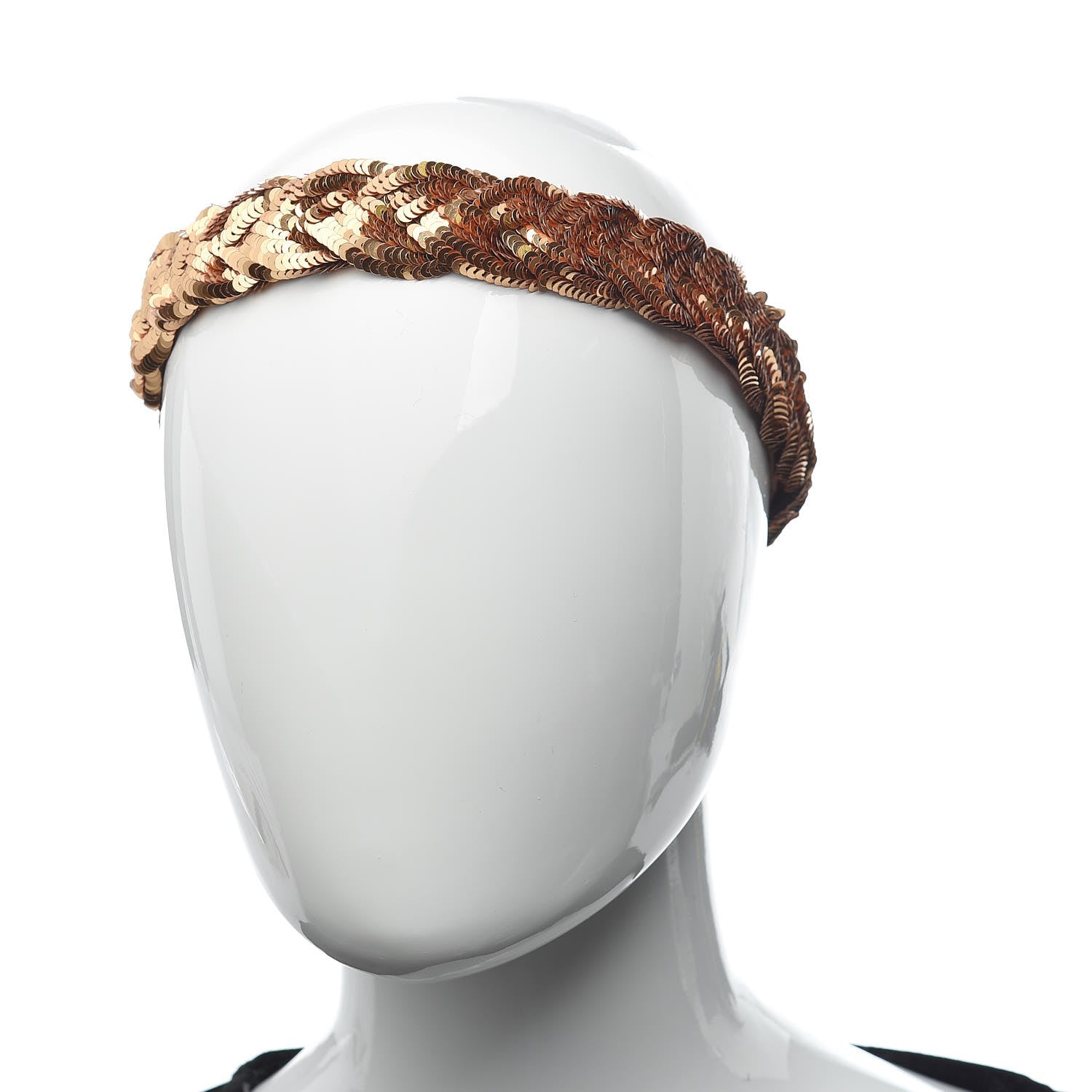 Gucci Sequin Embellished Braided Headband M Gold 3 of 5