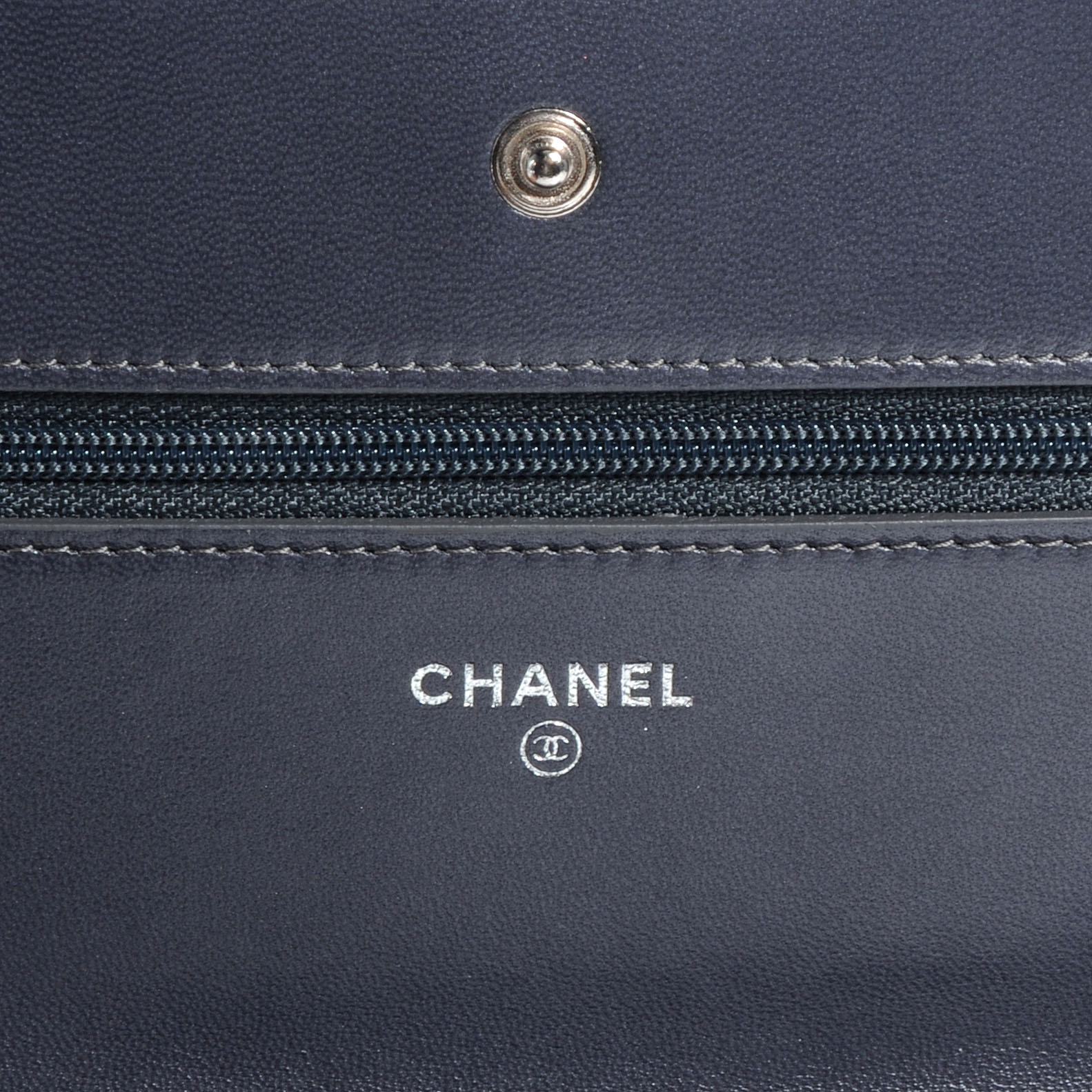 Chanel Python Wallet On Chain WOC Blue and Silver 7 of 8