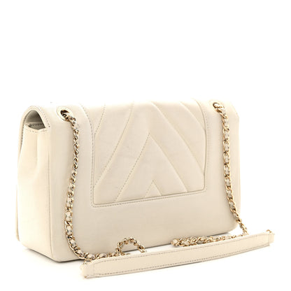 Chanel Sheepskin Chevron Quilted Medium Vintage Mademoiselle Flap White 3 of 11