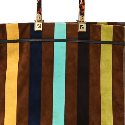 Fendi Suede Striped Fendi Sunshine Shopper Tote Brown Multicolor 7 of 9