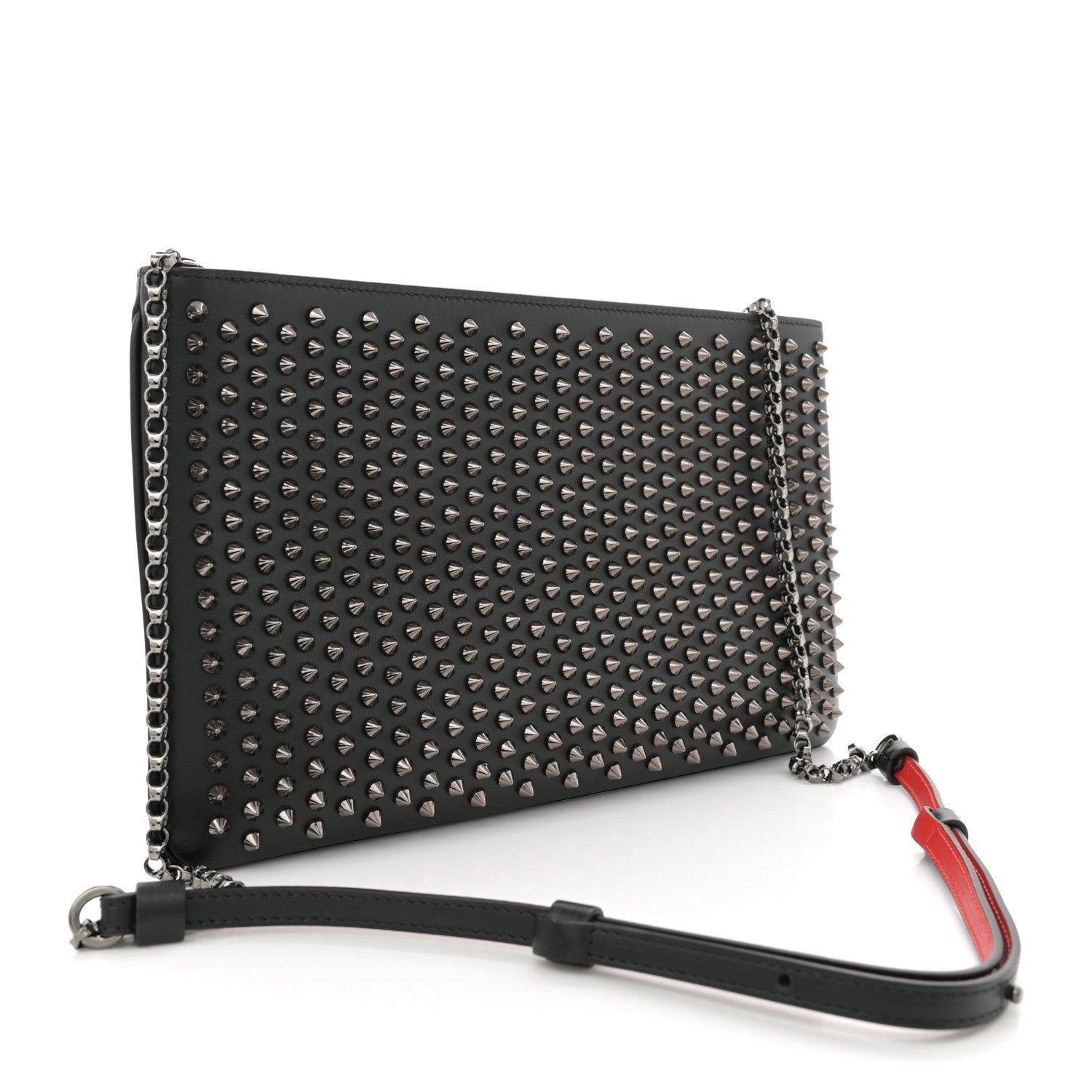 Christian Louboutin Calfskin Studded Loubiposh Clutch Black 3 of 11