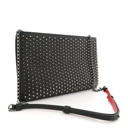 Christian Louboutin Calfskin Studded Loubiposh Clutch Black 3 of 11