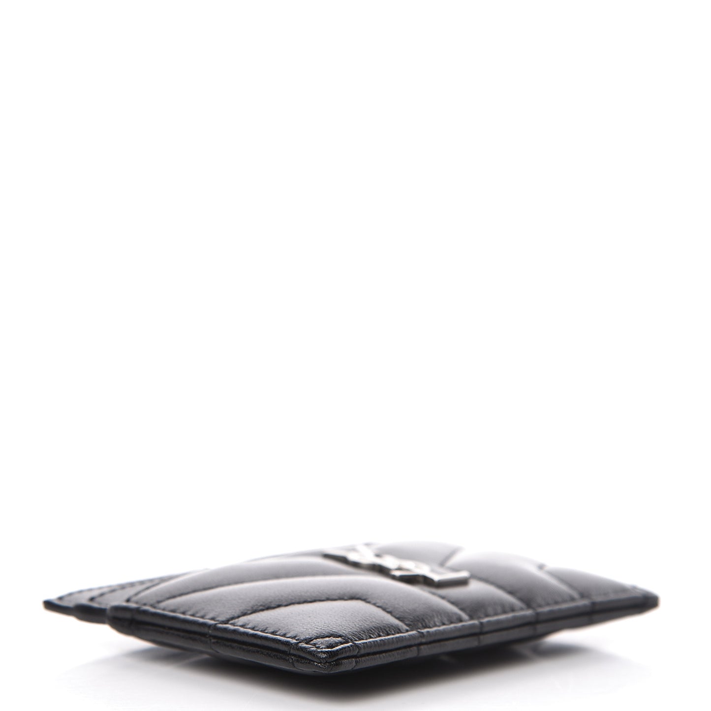 Calfskin Y Quilted Monogram LouLou Credit Card Case Black