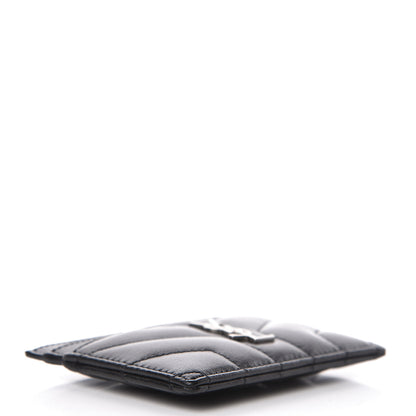 Saint Laurent Calfskin Y Quilted Monogram LouLou Credit Card Case Black 4 of 8